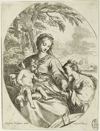 The Mystic Marriage of Saint Catherine by Carlo Maratti, print, 1620-1630