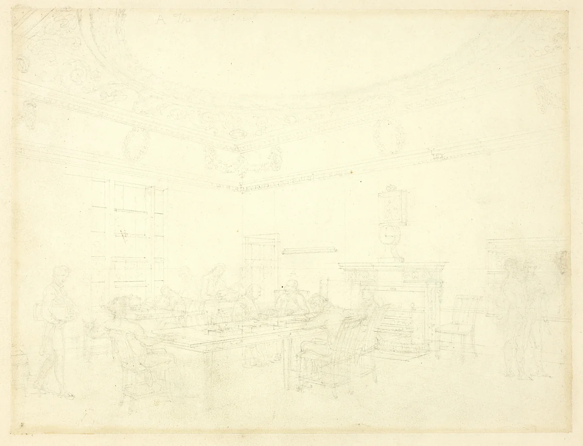 Study for Board of Trade, from Microcosm of London by Augustus Charles Pugin
Thomas Rowlandson, drawing, 1807-1809