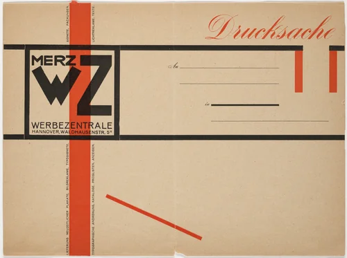 Stationery envelope for Merz Werbezentrale by Kurt Schwitters, design, 1924