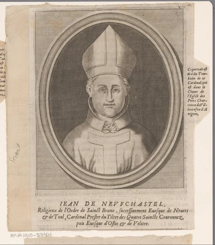 Portret van Jean de Neufchatel by Etienne Picart, print, 1660