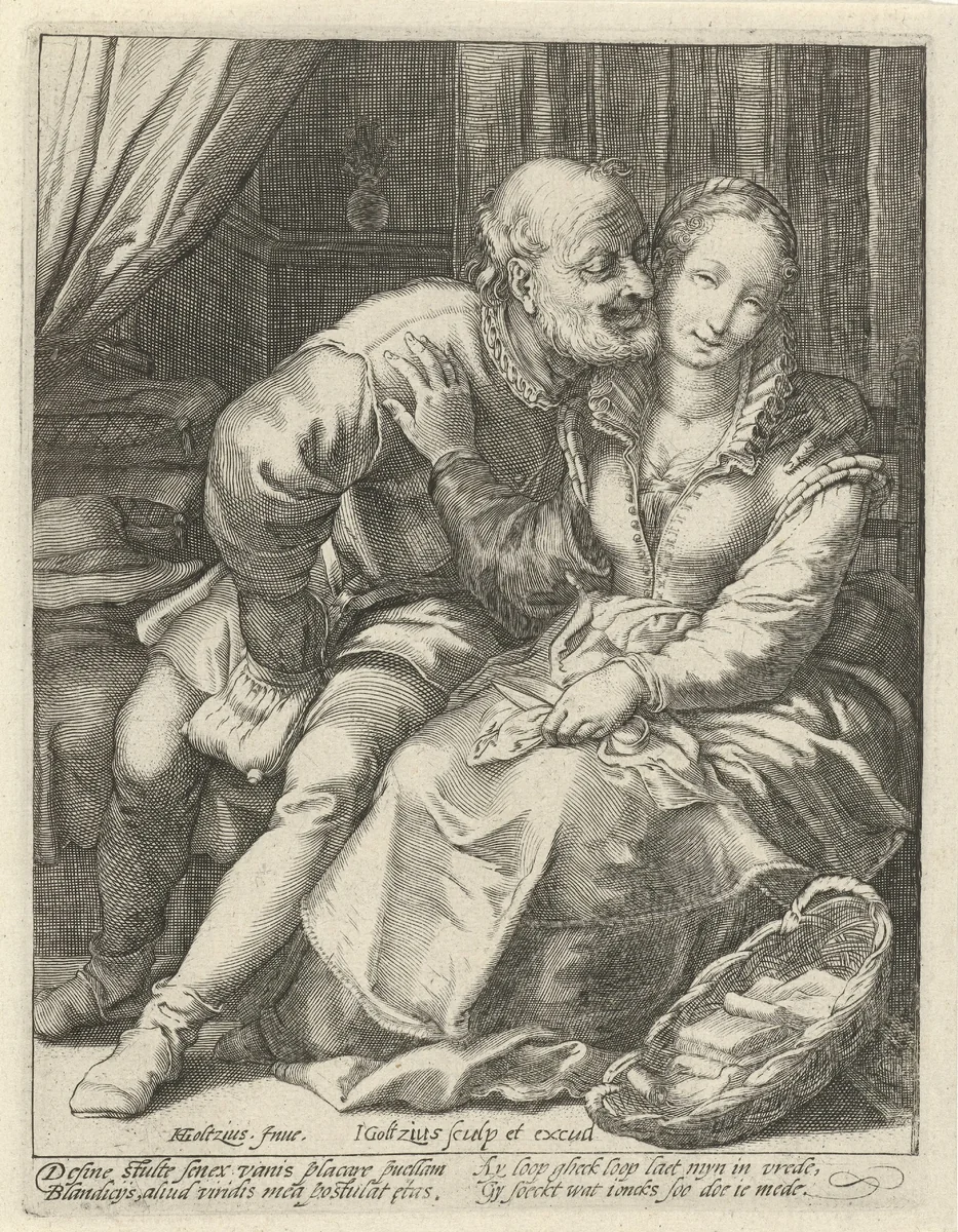 Ongelijke liefde by Unknown, print, 1584-1630