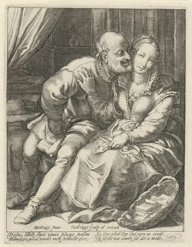 Ongelijke liefde by Unknown, print, 1584-1630