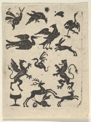 Blackwork Design with Fifteen Motifs by Jonas Bentzen, print, 1587-1616