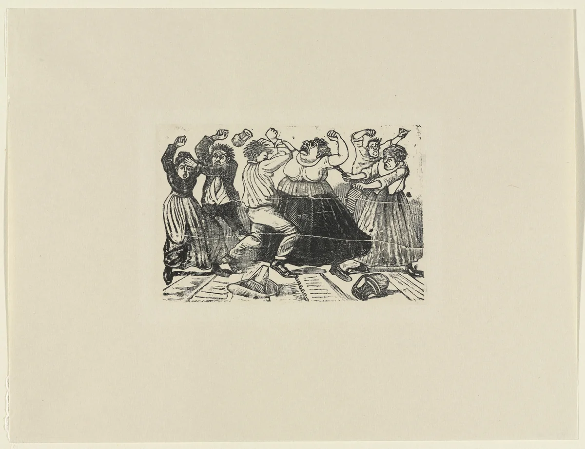 Ballad of A Dispute Between Mothers-in-Law, Godmothers, and Sons-in-Law (Corrido: Pleito de Suegras, Comadres y Yernos) by José Guadalupe Posada, print, 1891