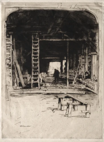 Robert Lee's Workshop by David Young Cameron, print, 1905