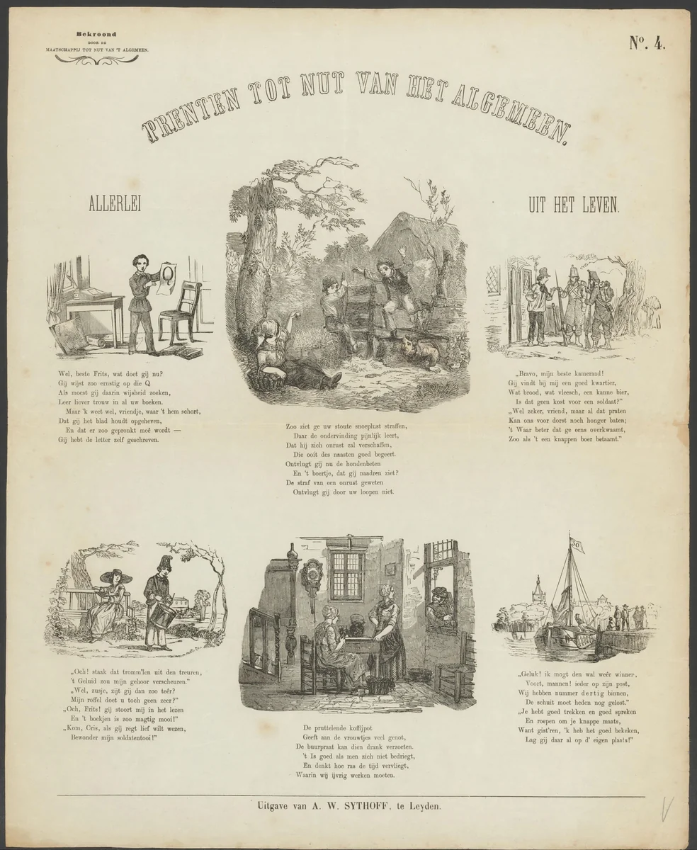 Kinderen, soldaten en vrouwen by anonymous, print, 1851-1929