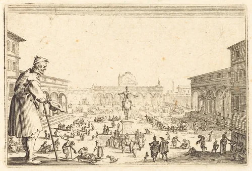 Piazza SS. Annunziata, Florence by Jacques Callot, print, 1622
