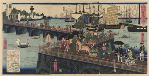 The Great Harbor in London, England (Egirisu, Rondon taiko) by Utagawa Hiroshige II (二代目歌川広重), print, 1862