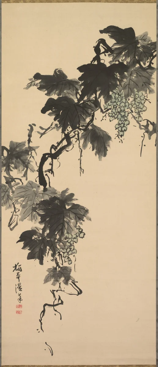Grapes by Sugai Baikan, painting, 1810-1844