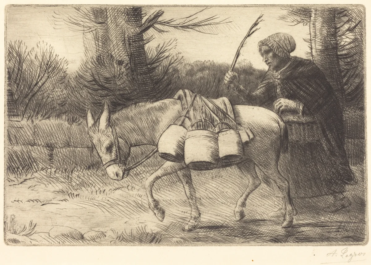 Milkmaid of Boulogne, 3rd plate (Laitiere a Boulogne) by Alphonse Legros, print, 1837-1911