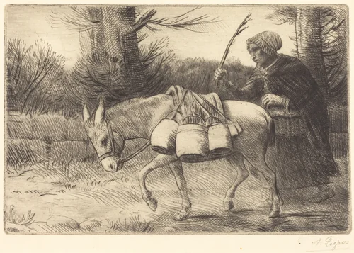 Milkmaid of Boulogne, 3rd plate (Laitiere a Boulogne) by Alphonse Legros, print, 1837-1911
