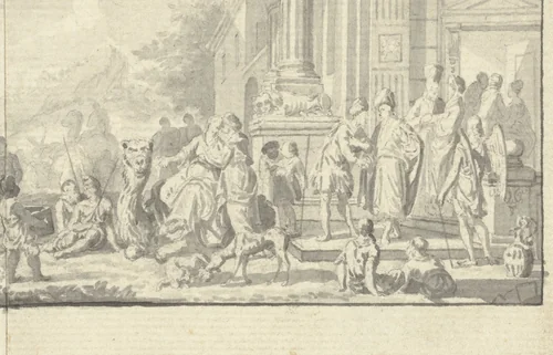 Het verhaal van Izaäk en Rebekka by anonymous, drawing, 1600-1699