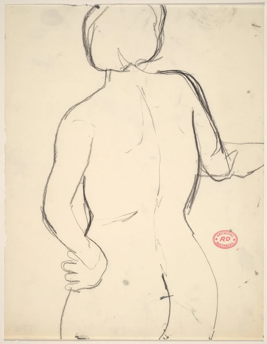 Untitled [back of female nude: head to buttocks] by Richard Diebenkorn, drawing, 1955-1967