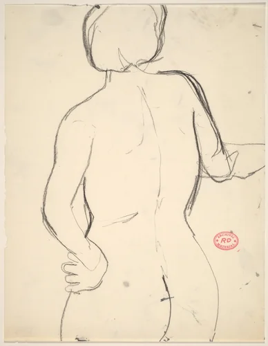 Untitled [back of female nude: head to buttocks] by Richard Diebenkorn, drawing, 1955-1967