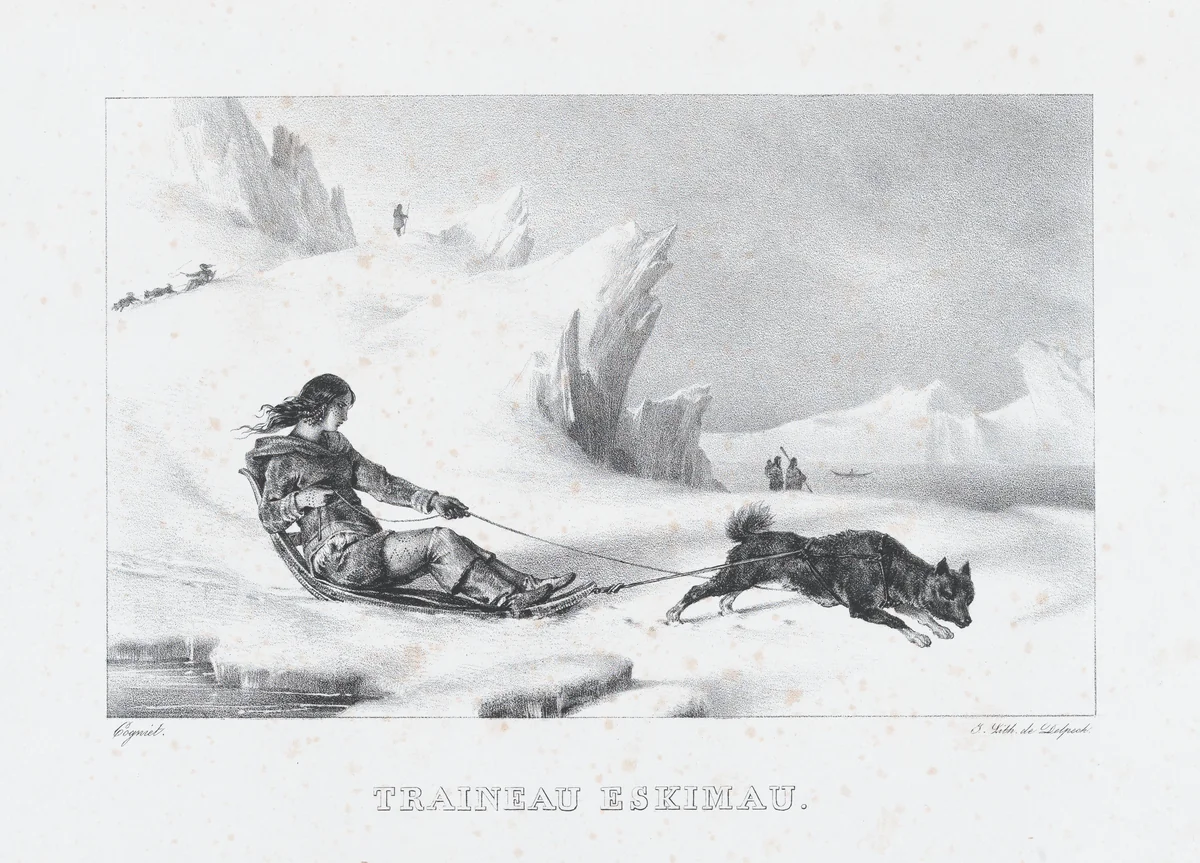 Eskimo Sled by Léon Cogniet, print, 1828