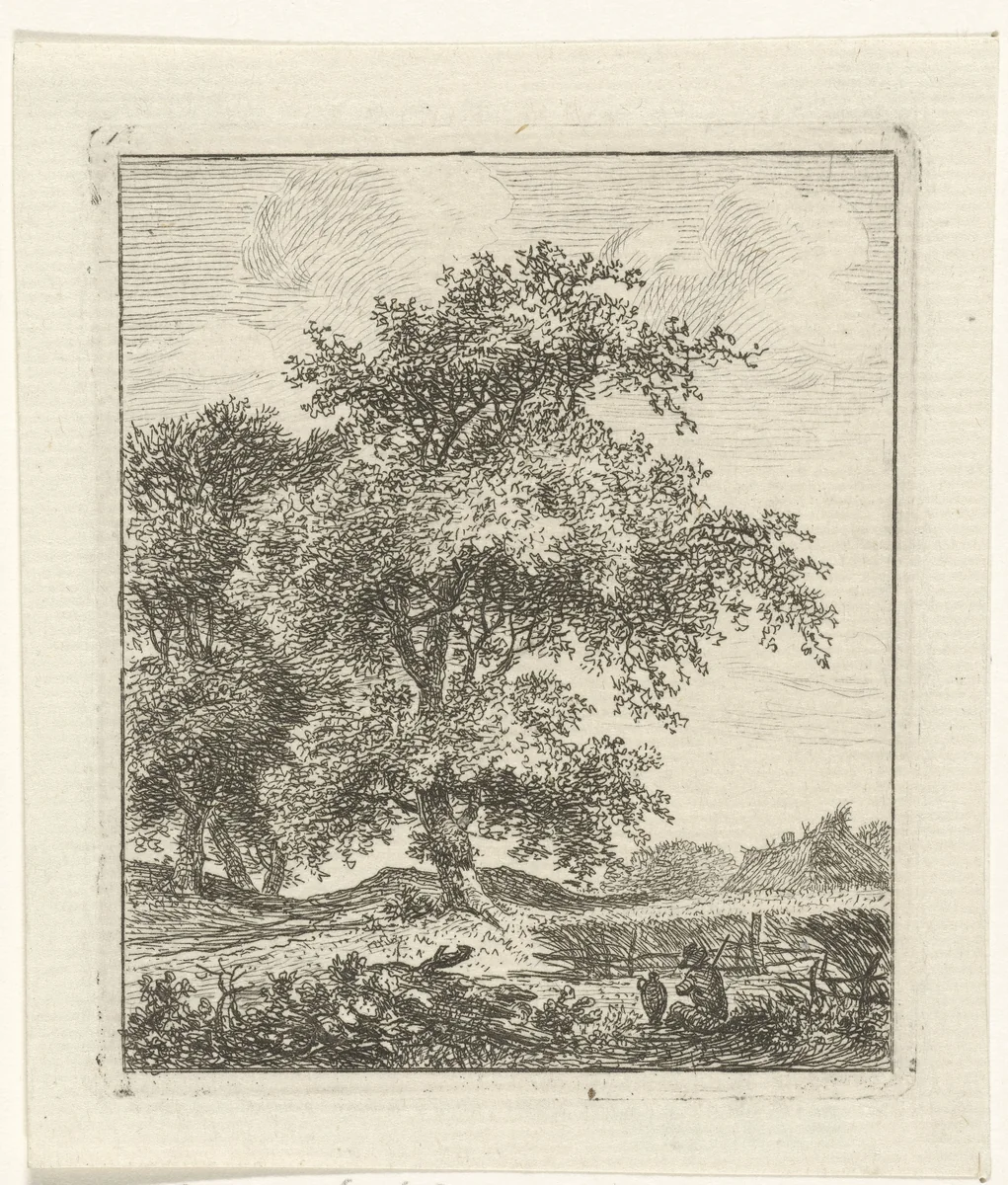 Landschap met man met kruik by Hermanus Fock, print, 1781-1822