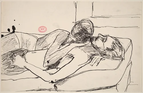 Untitled [man and woman embracing on a bed] by Richard Diebenkorn, drawing, 1955-1967