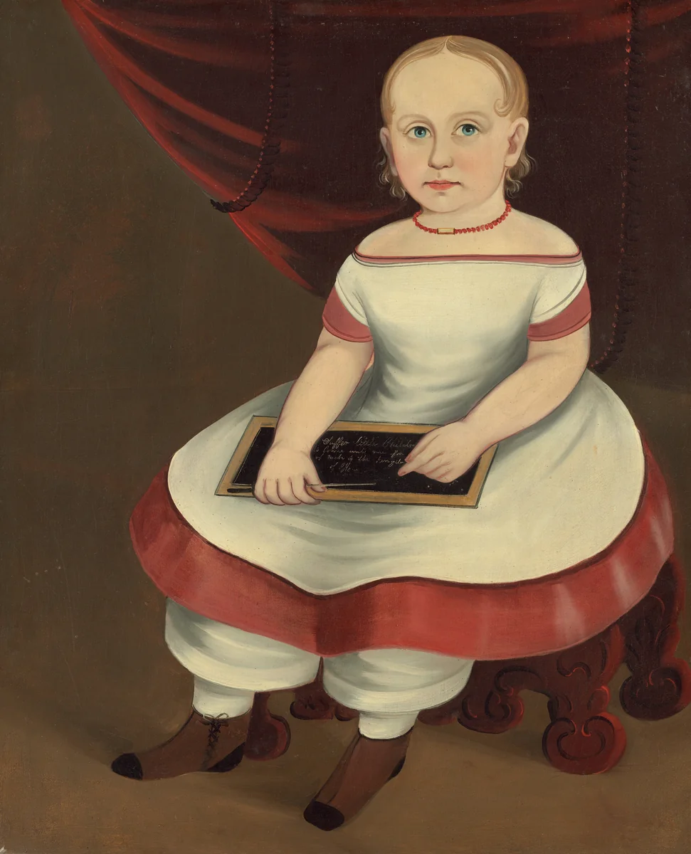 Little Girl with Slate by Prior-Hamblin School, painting, 1845