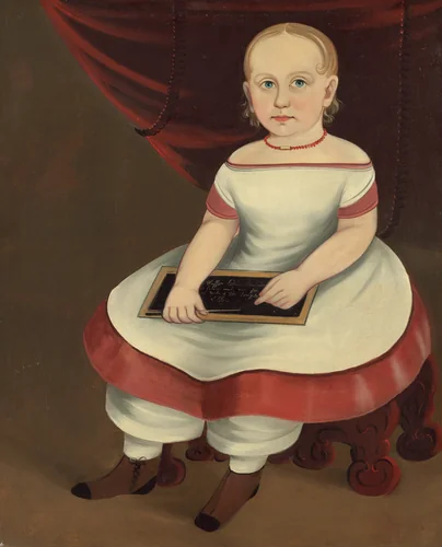 Little Girl with Slate by Prior-Hamblin School, painting, 1845