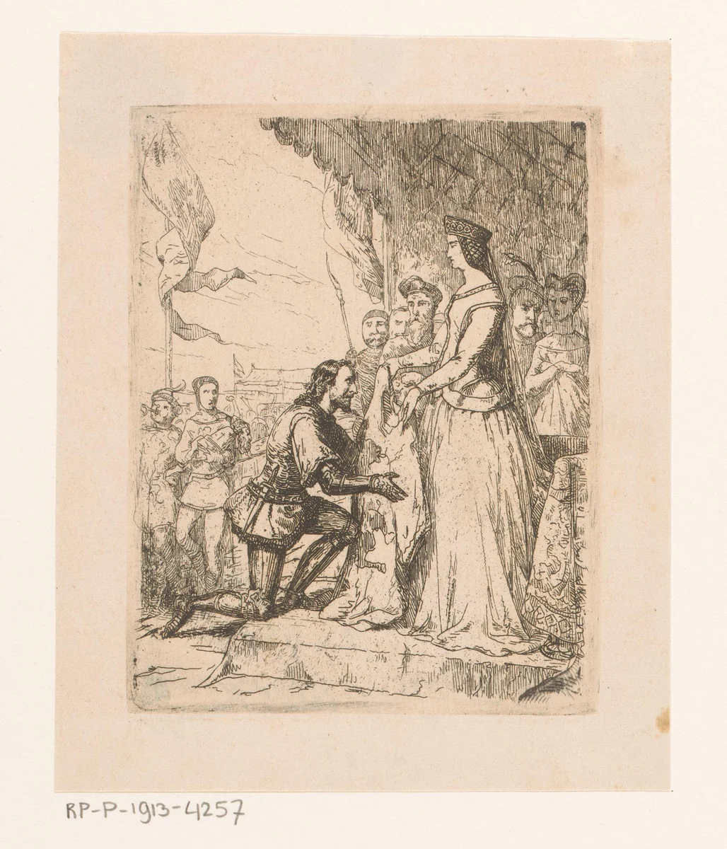 Bruno als overwinnaar van het steekspel by Johan Bernhard Wittkamp, print, 1857