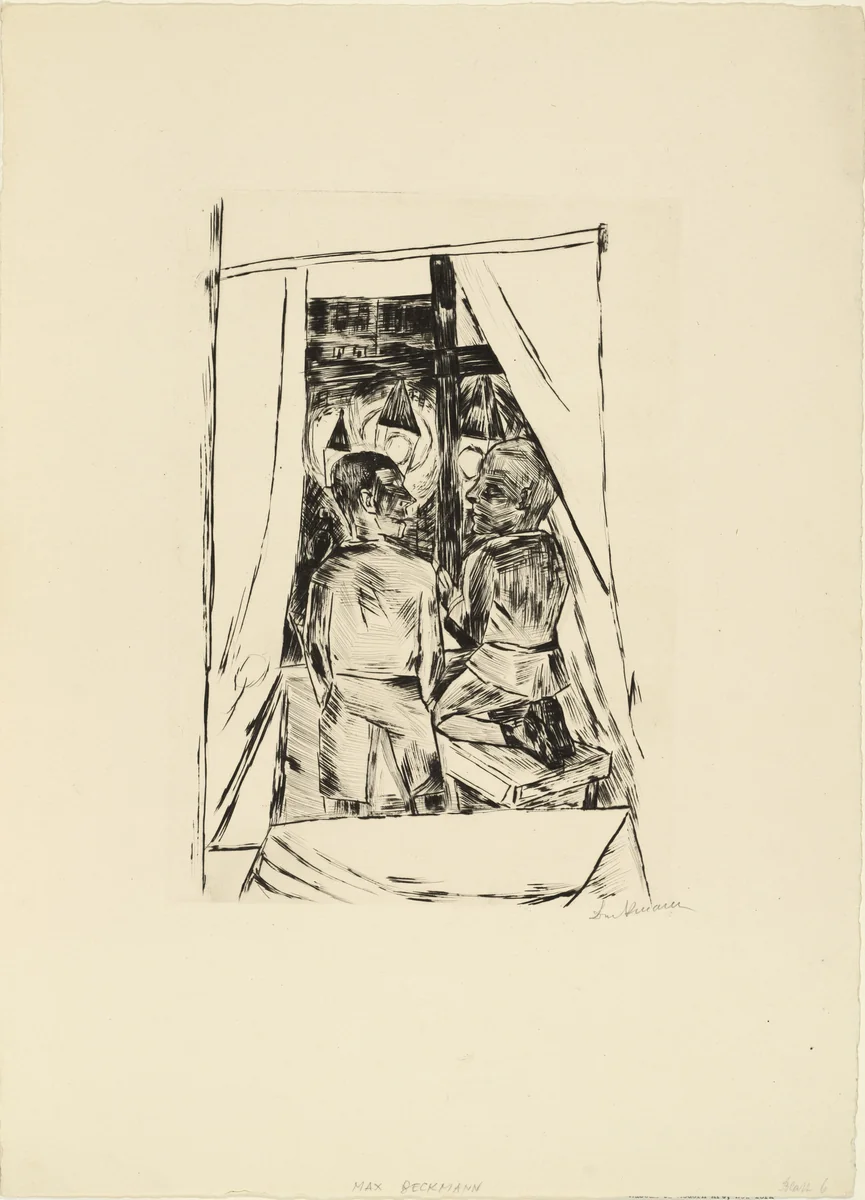 Children at a Window (Kinder am Fenster) by Max Beckmann, print, 1922