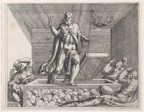 The Risen Christ, from Old and New Testaments by Augustin Hirschvogel, print, 1550