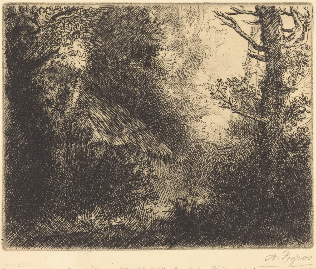 Landscape: Near Chailleux (Paysage: Pres Chailleux) by Alphonse Legros, print, 1837-1911
