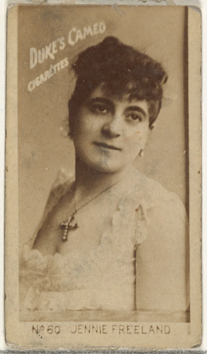 Card Number 60, Jennie Freeland, from the Actors and Actresses series (N145-4) issued by Duke Sons & Co. to promote Cameo Cigarettes by W. Duke, Sons & Co., photograph, 1880-1889