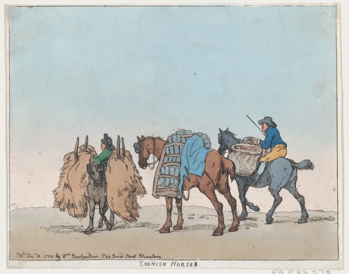 Cornish Horses by Thomas Rowlandson, print, 1788