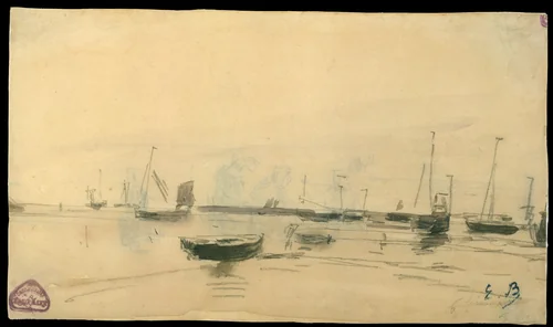 Marine Scene (recto) by Eugène Boudin, drawing, 1870-1885