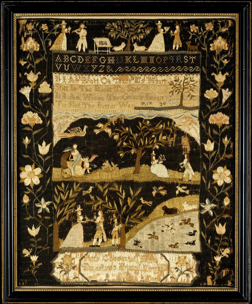 Sampler by Martha Coggeshall, artwork, 1789-1792