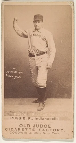 Amos Rusie, Pitcher, Indianapolis, from the Old Judge series (N172) for Old Judge Cigarettes by Goodwin & Company, photograph, 1887-1890