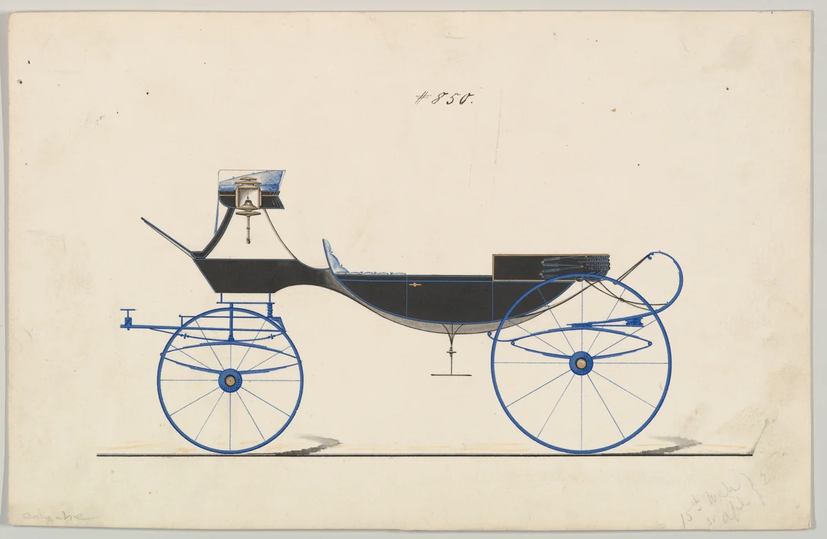 Design for Vis-à-vis/ Caleche, no. 850 by Brewster & Co., drawing, 1850-1870