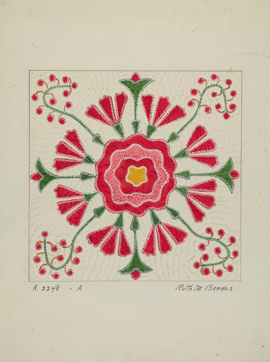 Applique Quilt by Ruth M. Barnes, index of american design, 1940