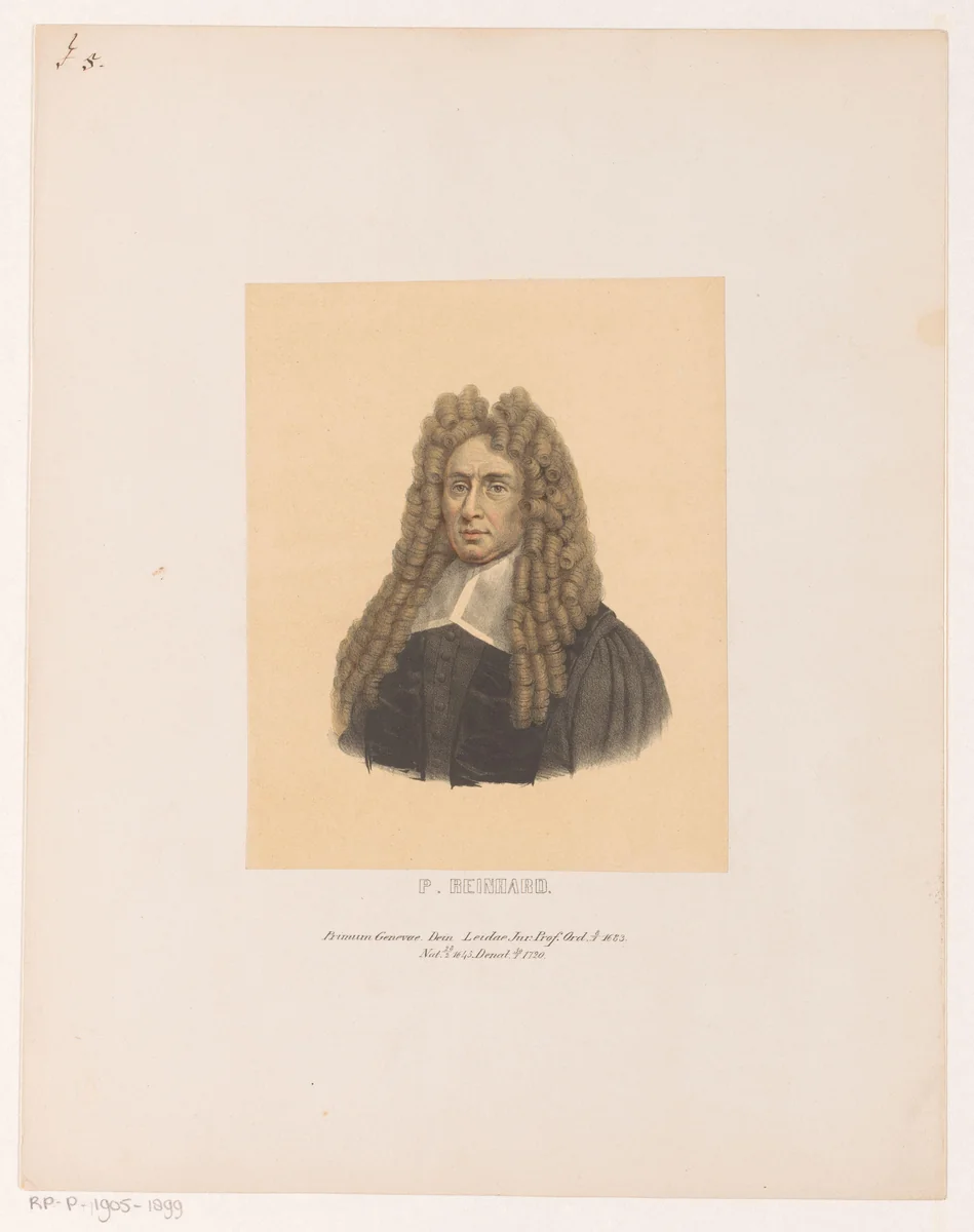 Portret van P. Reinhard by Leendert Springer, print, 1850