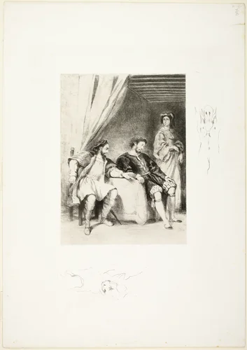 Weislingen Held Prisoner by Goetz by Eugène Delacroix, print, 1821
