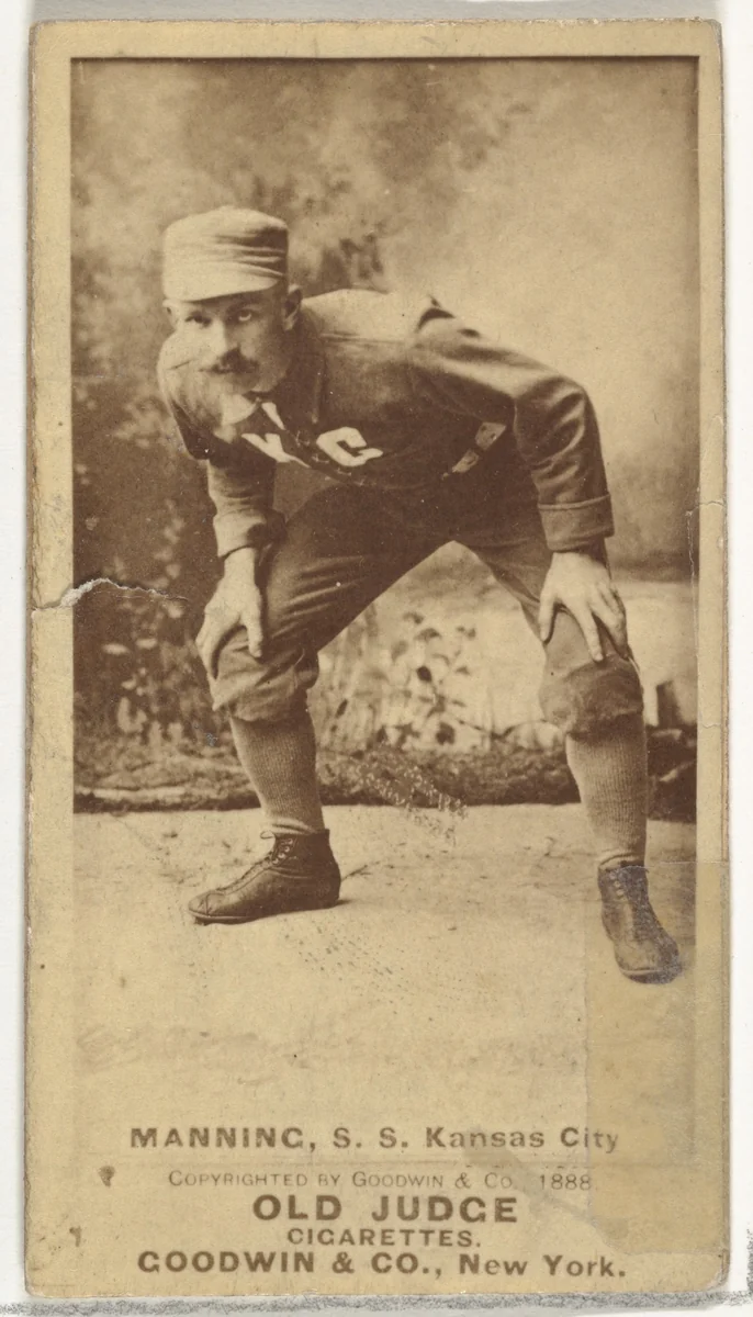 James H. "Jim" Manning, Shortstop, Kansas City Cowboys, from the Old Judge series (N172) for Old Judge Cigarettes by Goodwin & Company, photograph, 1888