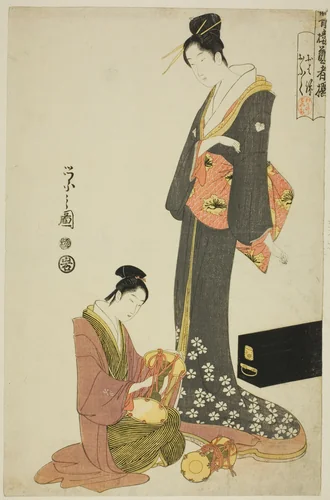 Ohana and Ofuku, from the series "A Selection of Entertainers from the Pleasure Quarters (Seiro geisha sen)" by Chobunsai Eishi, print, 1789-1800