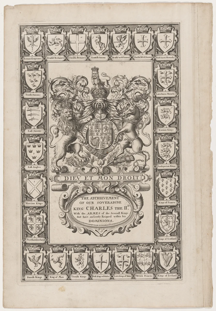 Title Page: the Achievement of Our Sovereign King Charles the Second by Unknown 19th Century, print, 1800-1899