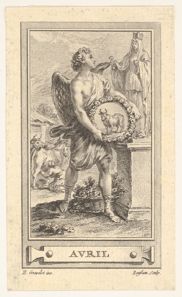 Avril, from the "Almanach iconologique" by Jean François Rousseau, print, 1760-1770