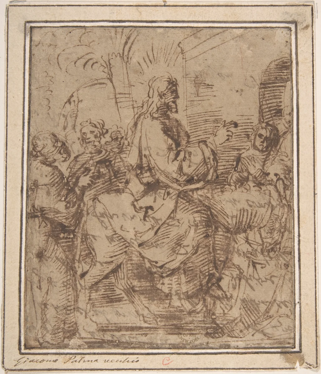 Christ's Entry into Jerusalem by anonymous, drawing, 1500-1600