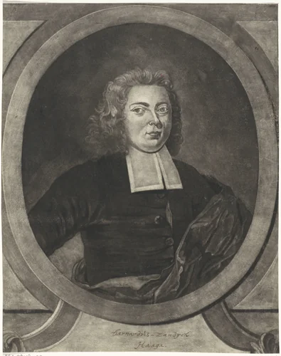 Portret van Bernardus Sandijk by Jacob Gole, print, 1709