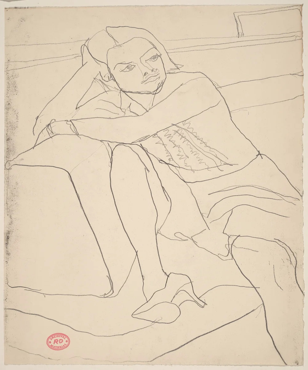 Untitled [seated woman wearing high-heeled shoe] by Richard Diebenkorn, drawing, 1955-1967