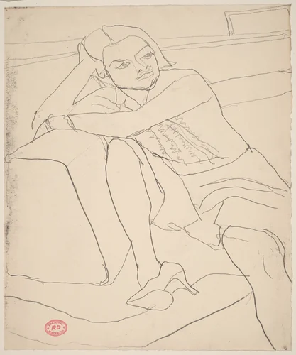 Untitled [seated woman wearing high-heeled shoe] by Richard Diebenkorn, drawing, 1955-1967