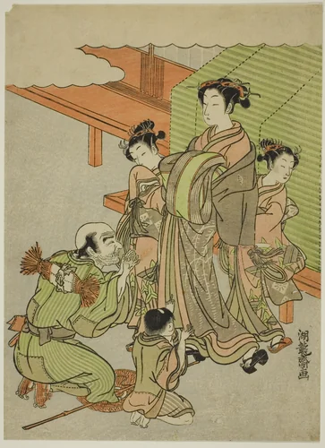 Begging for Alms by Isoda Koryusai, print, 1766-1776