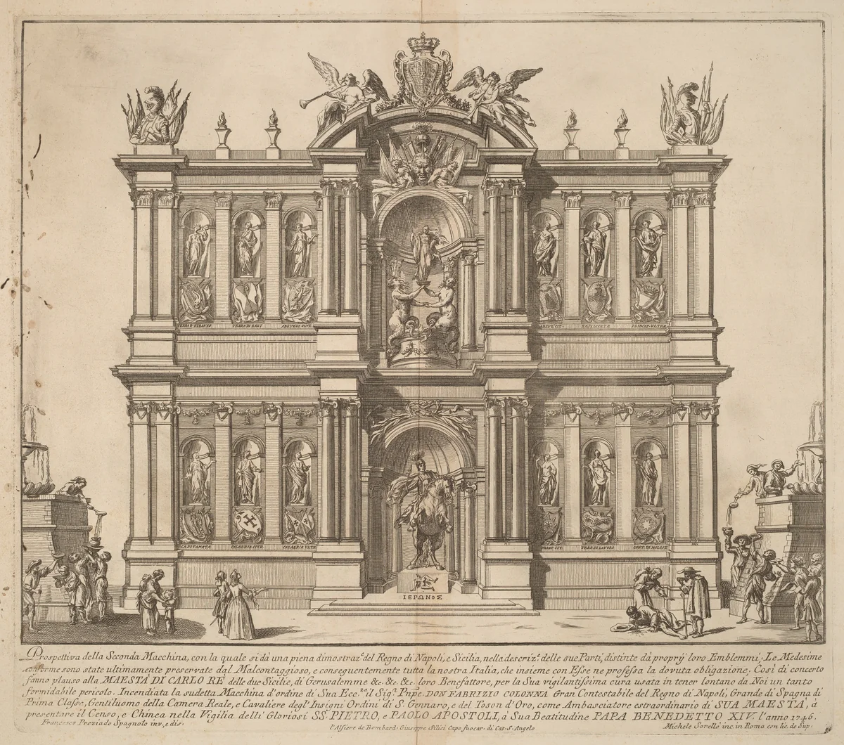 The Seconda Macchina for the Chinea of 1746: The Territories of the Kingdom of Naples by Miguel de Sorellò; Francisco Preciado de la Vega, print, 1746