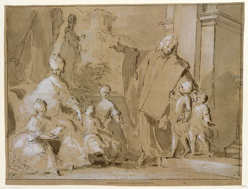 A Venetian Family Portrait Group by Pietro Antonio Novelli, drawing, 1750-1760