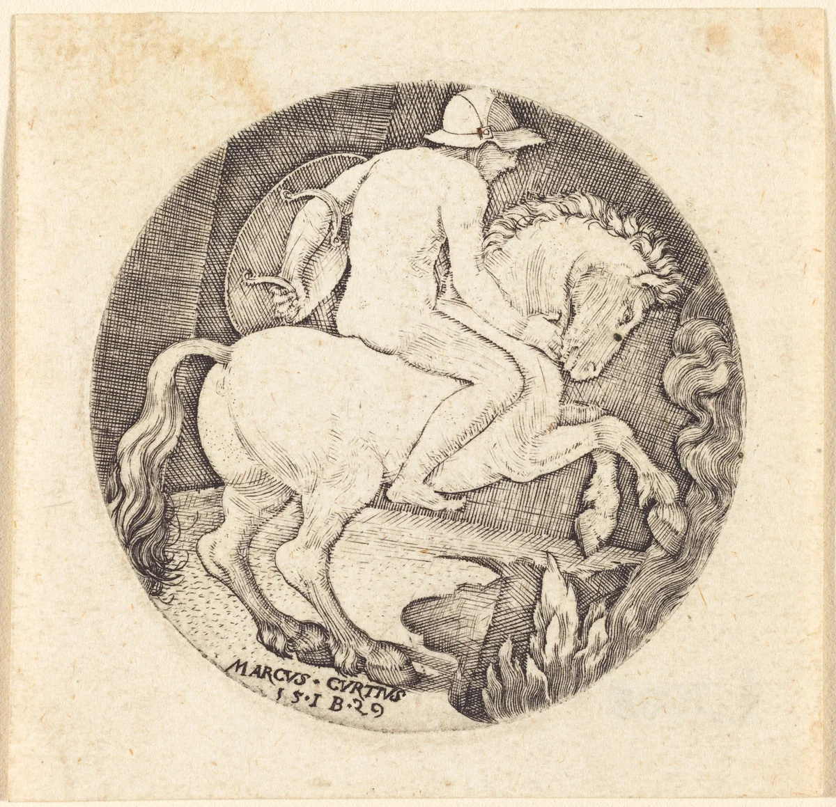 Marcus Curtius by Master IB, print, 1529