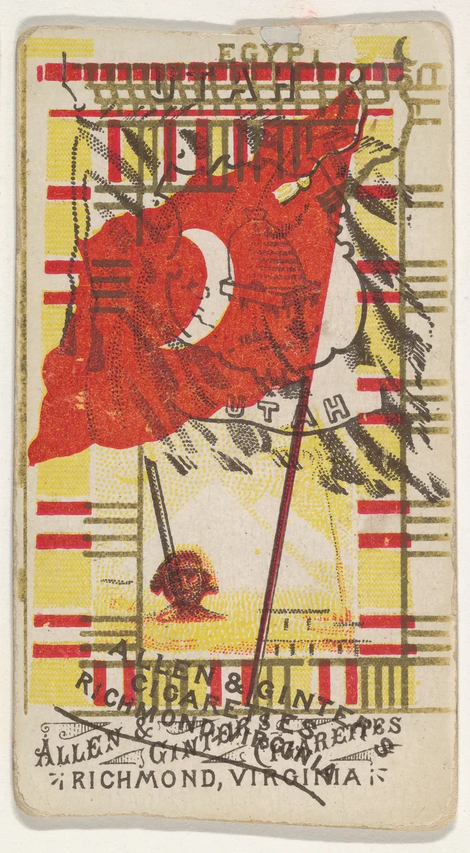 Egypt and Utah (double-printed card), from Flags of All Nations, Series 1 (N9) for Allen & Ginter Cigarettes Brands by Allen & Ginter, print, 1887