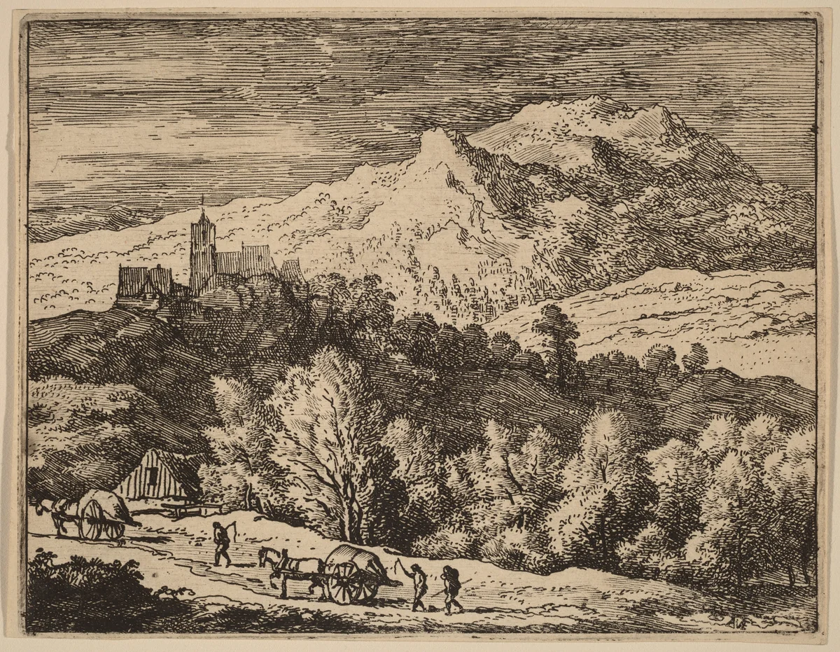Two Carts by Allart van Everdingen, print, 1645-1656